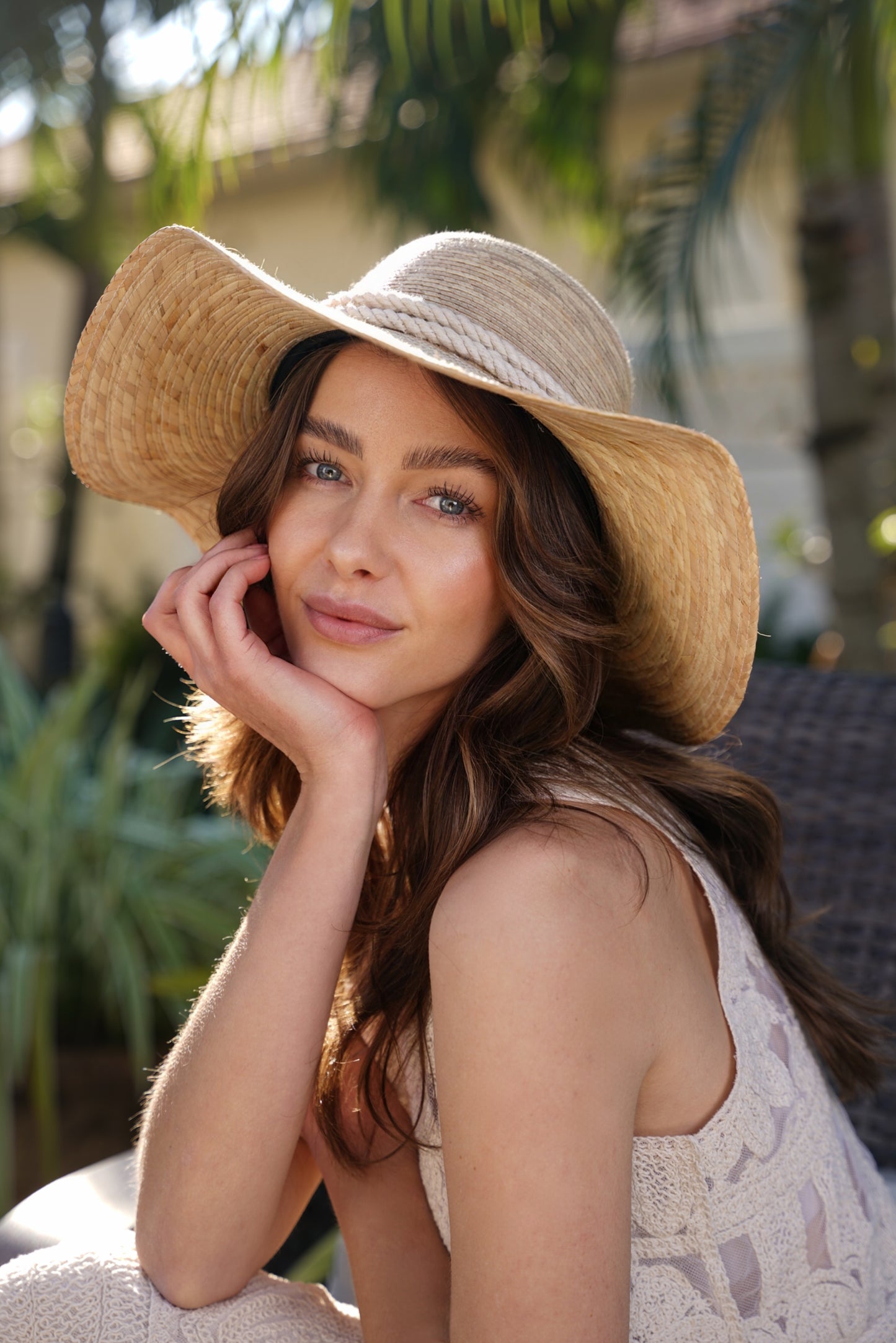 Floppy Palm Hat- Leaves Band