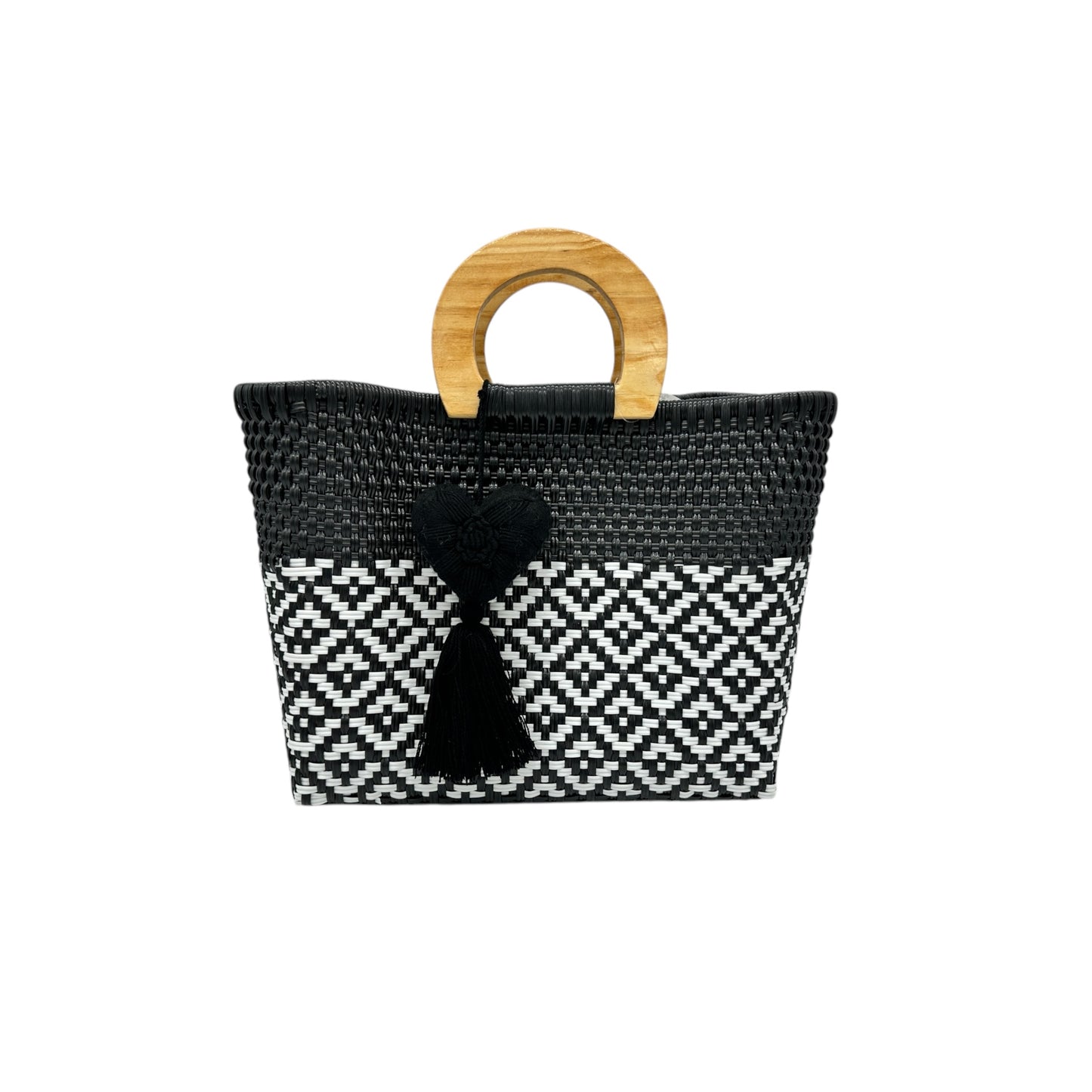Wooden Handle Handwoven Tote