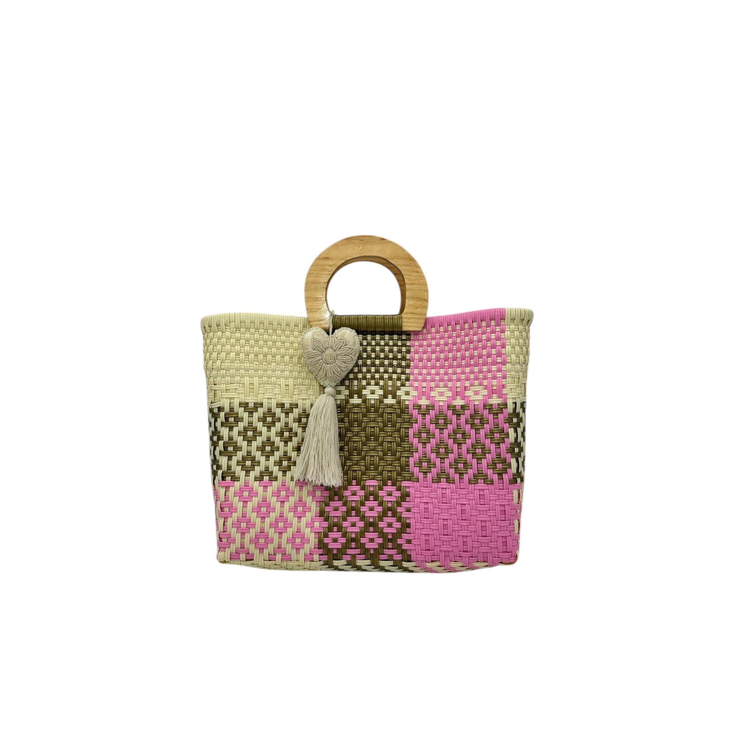 Wooden Handle Handwoven Tote