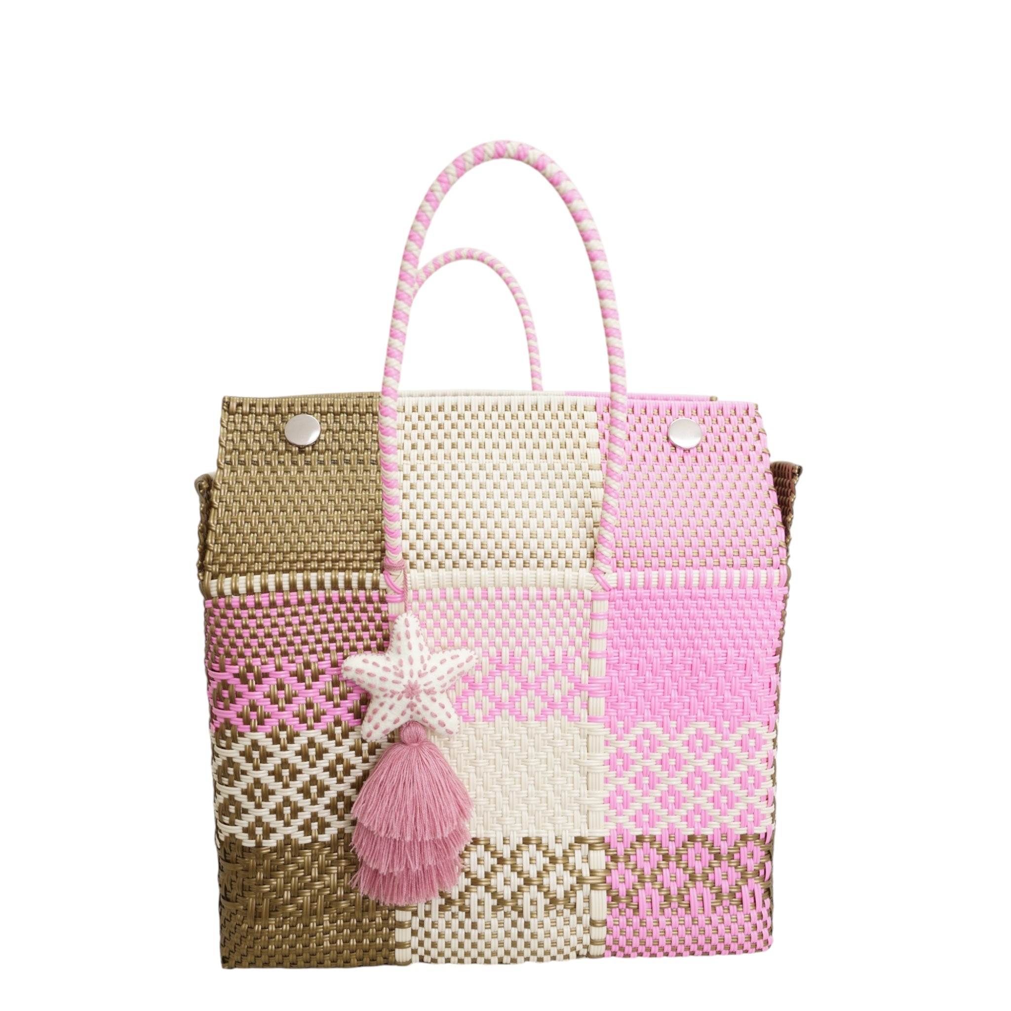 ecoday Medium Woven Bagチャームセット美品 Plastic Sustainable Woven Accessories | Plastic Woven Bags