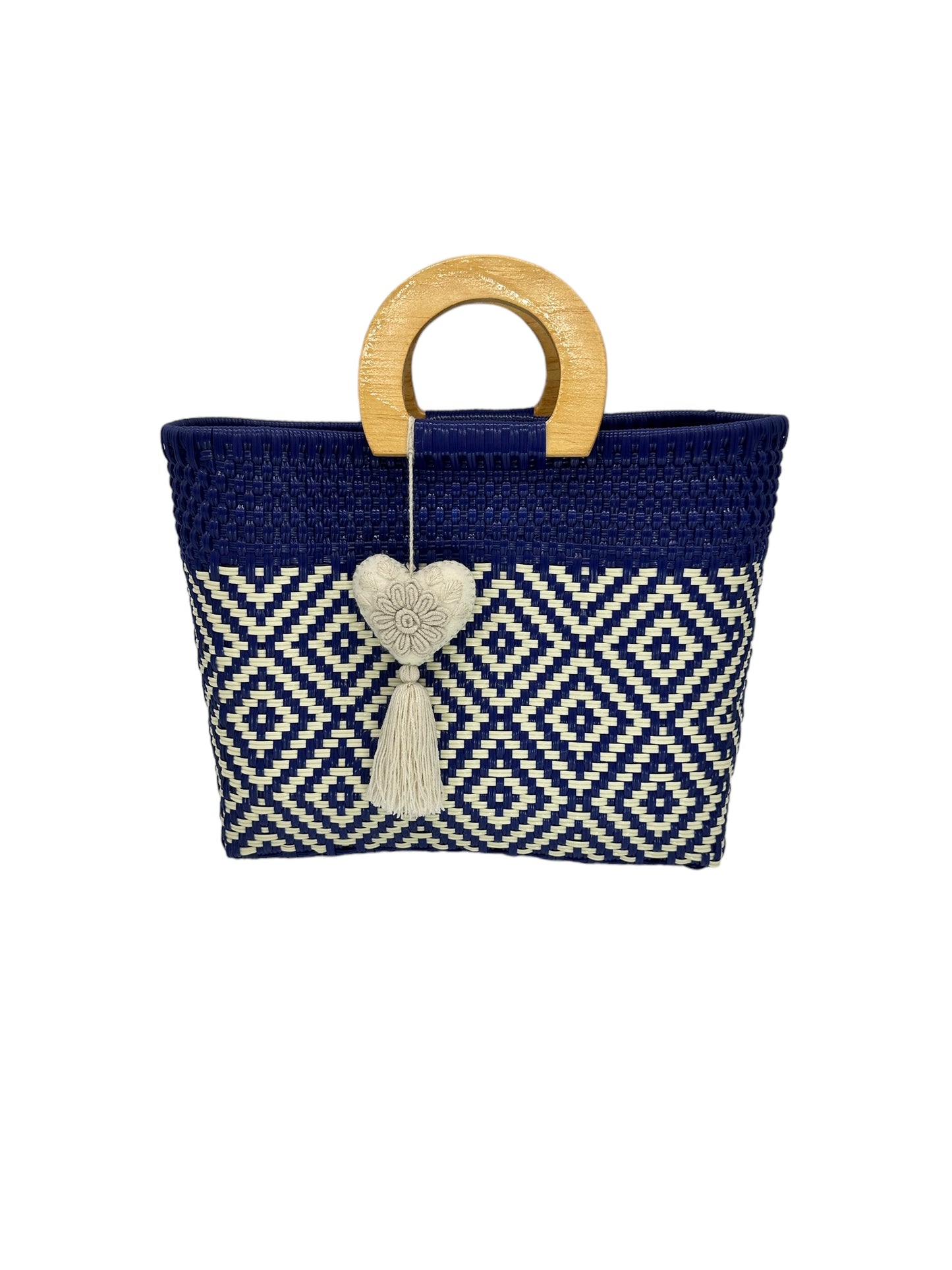 Wooden Handle Handwoven Tote