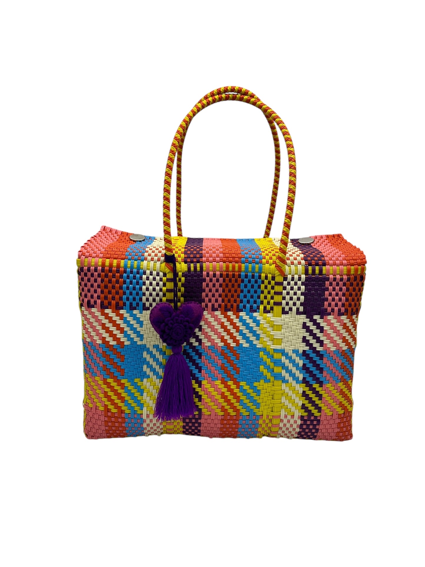 Handwoven Recycled Plastic Bag w/ Lid