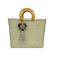 Wooden Handle Handwoven Tote