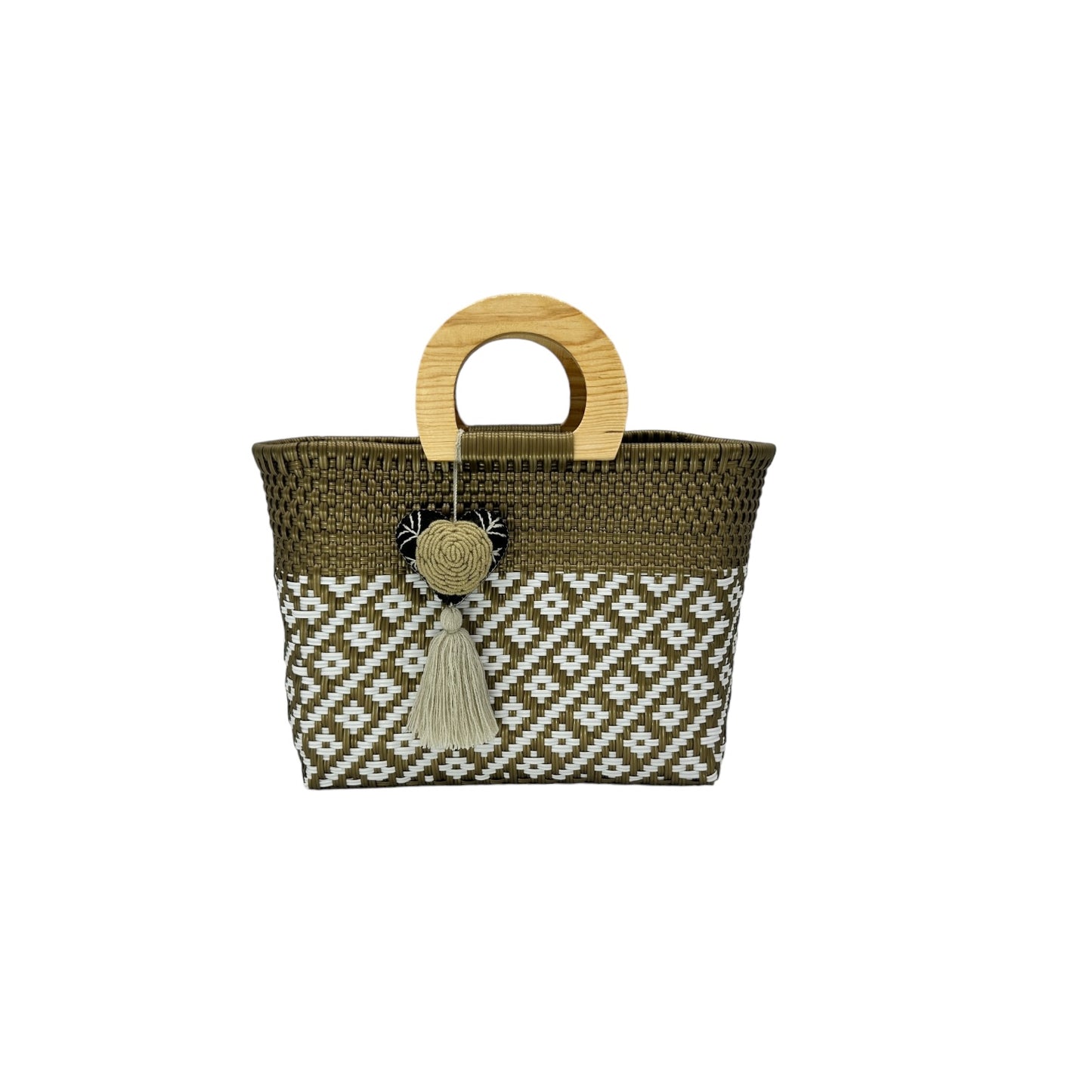 Wooden Handle Handwoven Tote