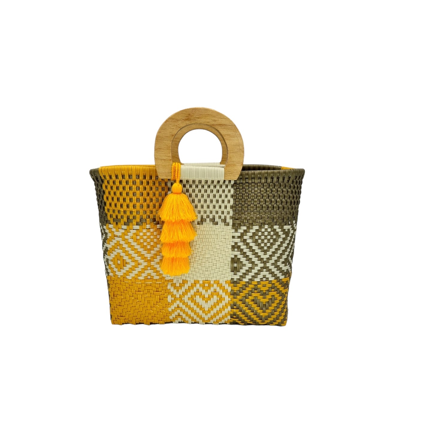 Wooden Handle Handwoven Tote