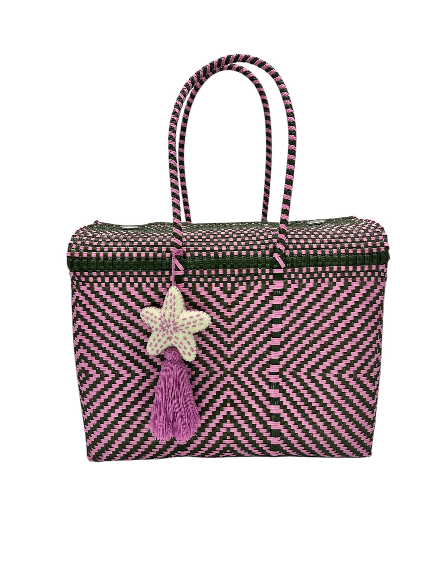 Handwoven Recycled Plastic Bag w/ Lid