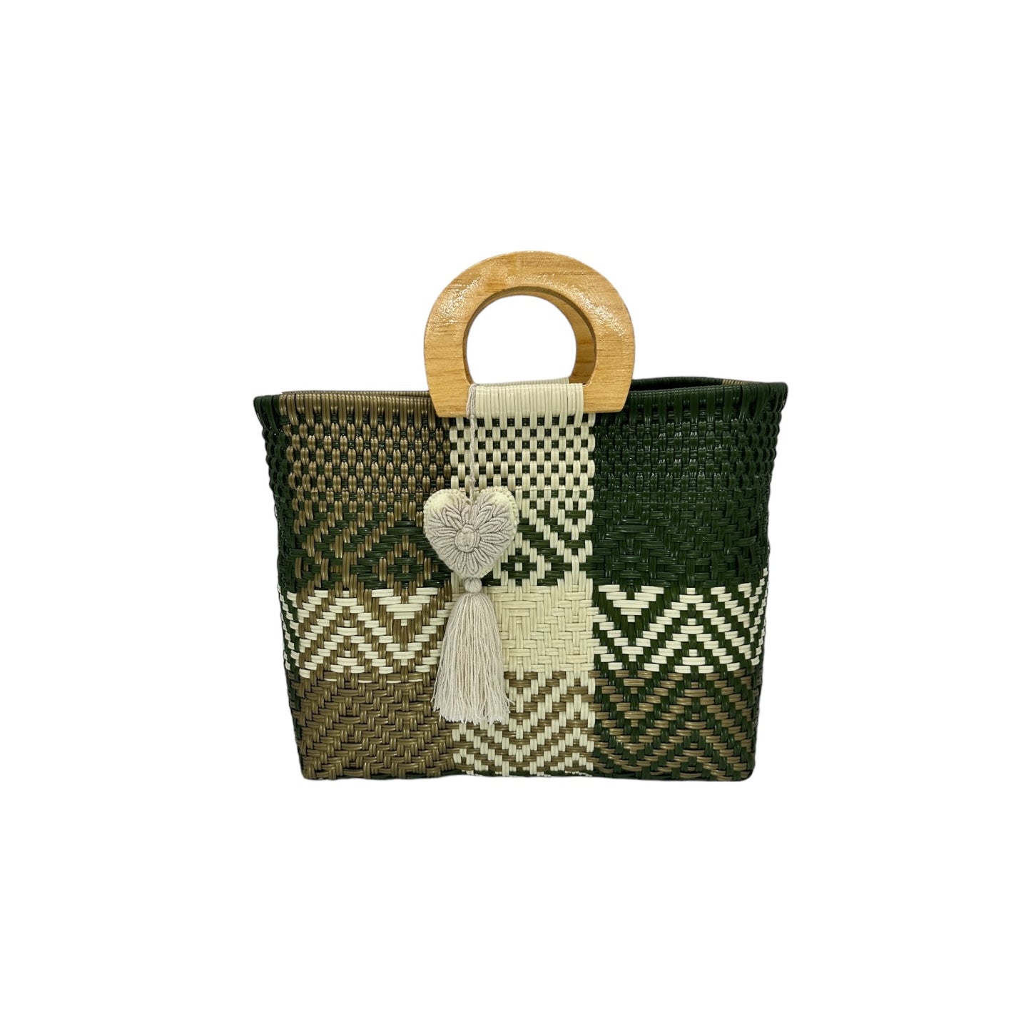 Wooden Handle Handwoven Tote