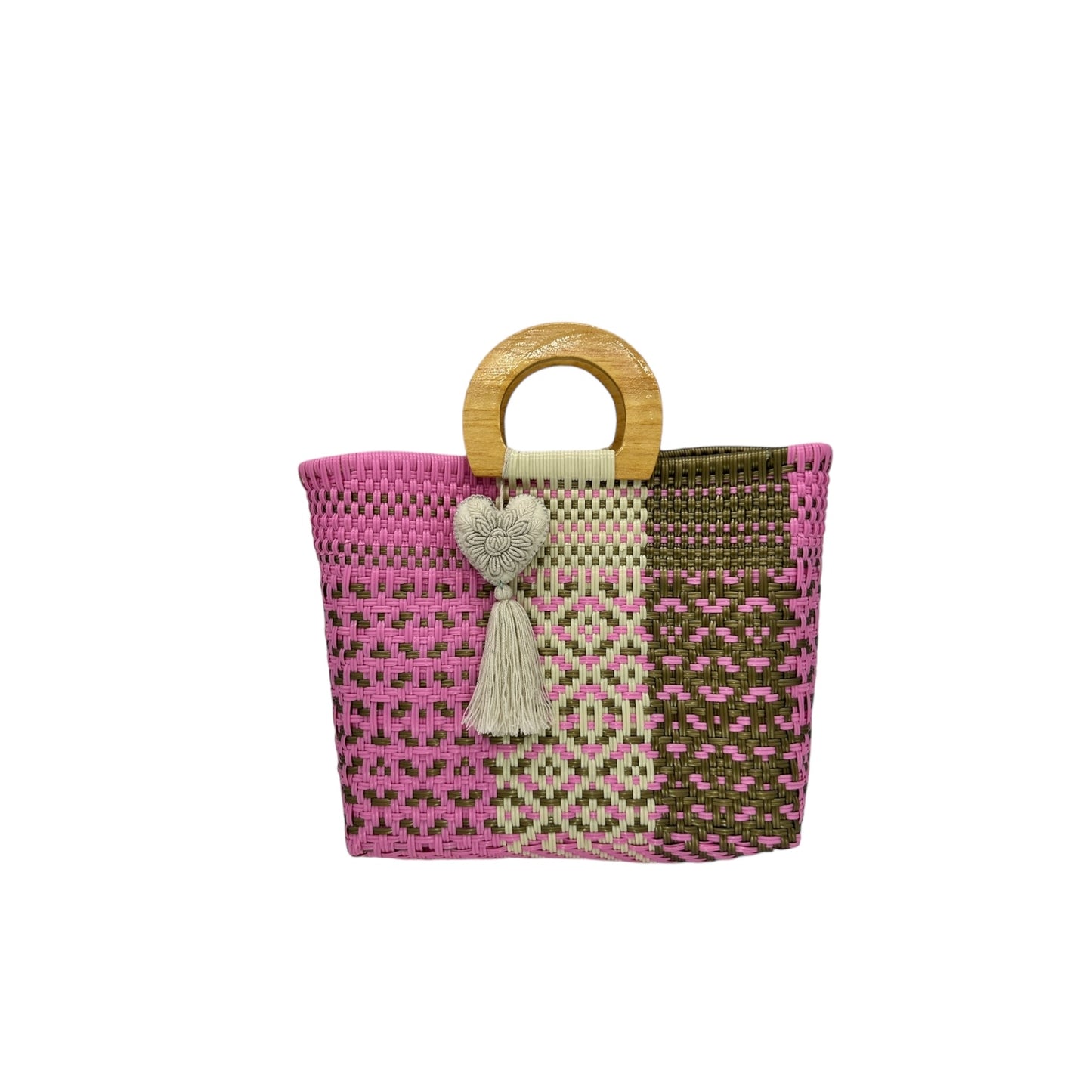 Wooden Handle Handwoven Tote