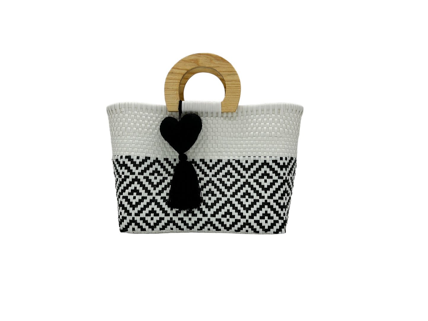 Wooden Handle Handwoven Tote