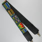 colorful beaded strap with intricate patterns, suitable for cameras or guitars, featuring traditional Huichol designs from Mexico.