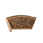 nude leather cosmetic bag with intricate hand-tooled floral patterns on both sides. It features braided seams, a full zipper top, a sueded interior, a decorative tassel, and brass studs at the bottom.