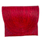 vibrant red, woven clutch handbag with a textured pattern and a flap closure.